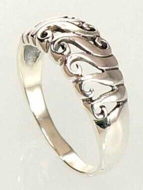 Vintage Sterling Silver S Scroll Band Ring Size 7